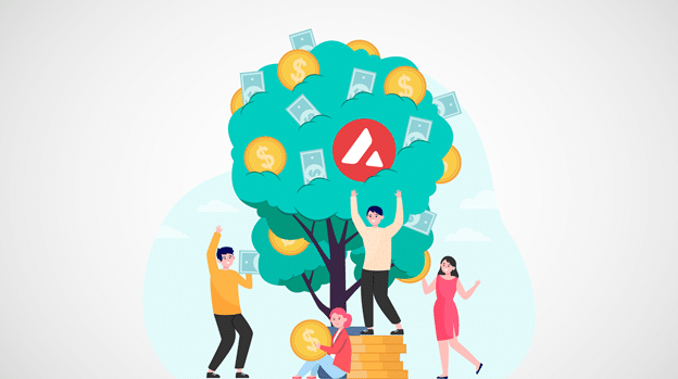 Personas tomando dinero como frutos de un árbol
