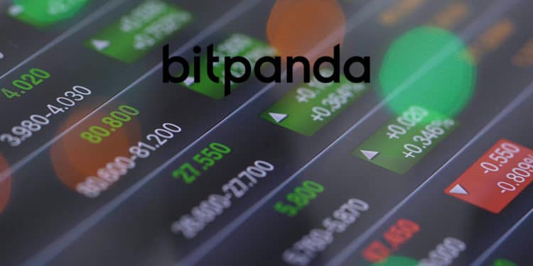 Mercado de acciones y logo de bitpanda. Composición por CriptoNoticias Fuentes:  leungchopan  /  elements.envato.com  ;  bitpanda /  bitpanda.com .