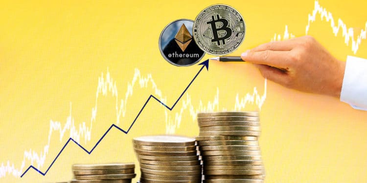 ether bitcoin alza grafico