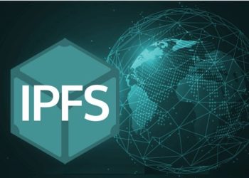 Siglas IPFS junto a mapa mundi interconectado en red.