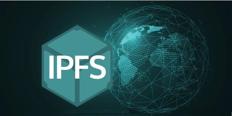 Siglas IPFS junto a mapa mundi interconectado en red.