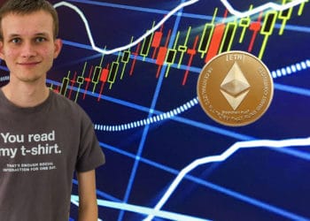 Vitalik Buterin y ether sobre gráfico bursatil.