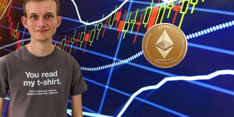 Vitalik Buterin y ether sobre gráfico bursatil.