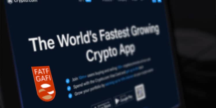 Pantalla con el home de crypto.com y logo de GAFI