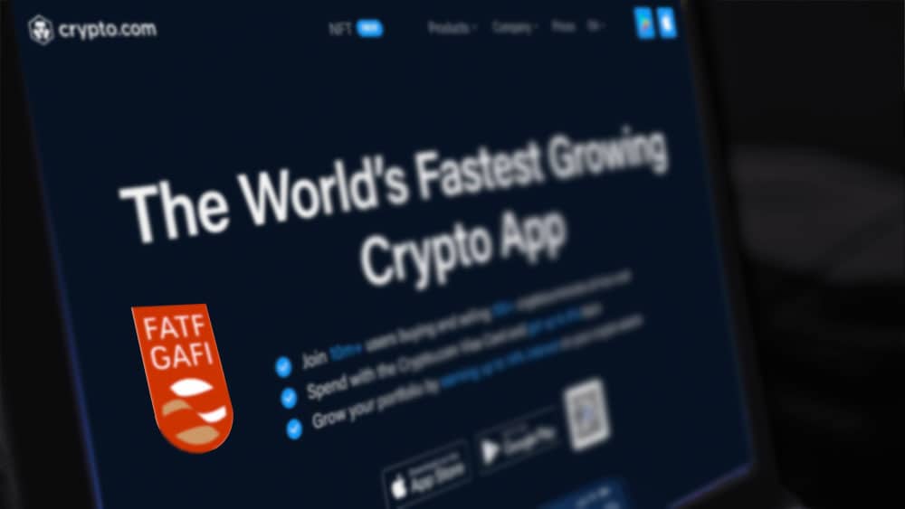 Pantalla con el home de crypto.com y logo de GAFI