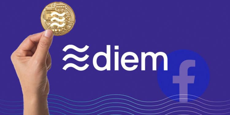 Logo de Diem y Facebook con mano sosteniendo un Diem.