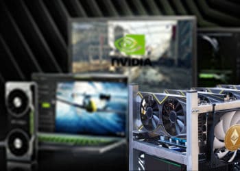 GPU de minar con ether y de gamer con logo de nvidia.