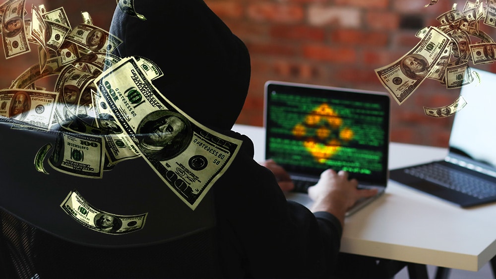 Binance y hacker con dólares.