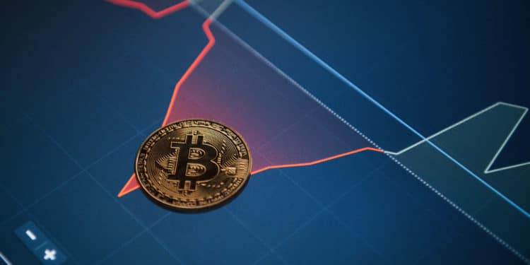 Bitcoin con gráfico rojo.