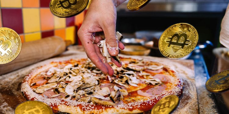 Pizza con bitcoins.