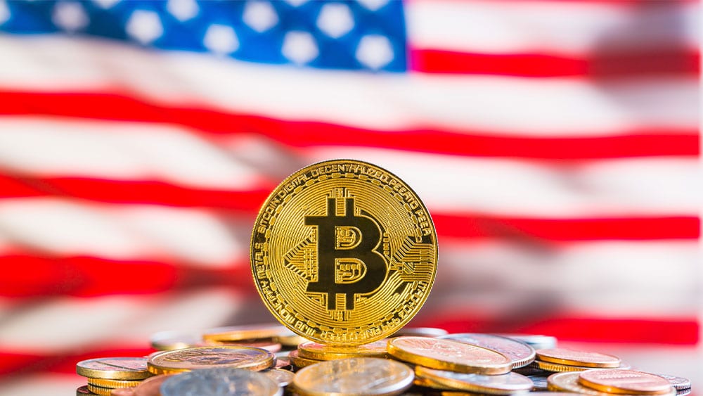 bandera estados unidos y bitcoins