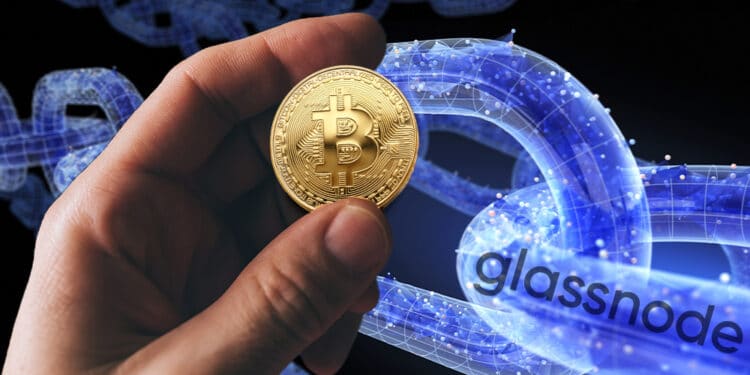 Chain de Glassnode y mano con bitcoin.