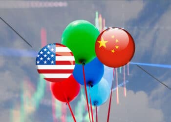 Globos de bandera de China y USA.