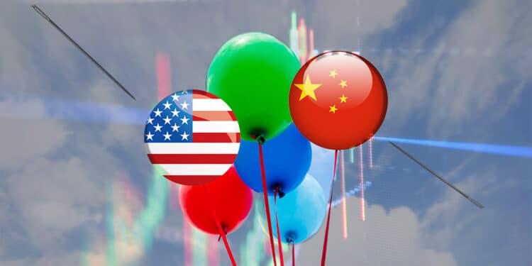 Globos de bandera de China y USA.