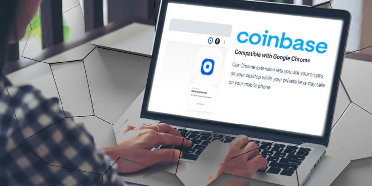Persona revisando wallet de escritorio de Coinbase.