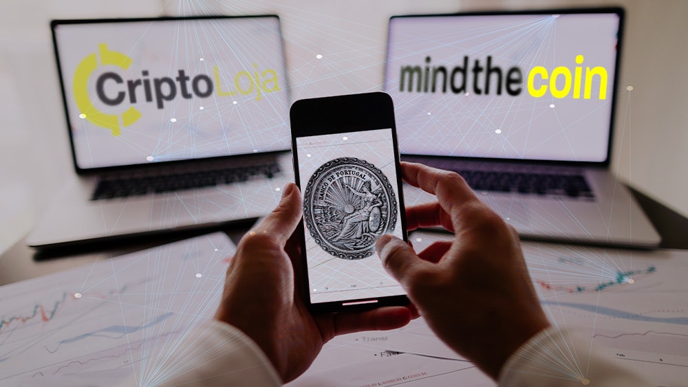 Dos exchanges de criptomonedas fueron autorizados a operar en Portugal, país con beneficios fiscales para inversionistas. Composición por CriptoNoticias Fuentes:  avanti_photo  /  elements.envato.com  ; banco de portugal /  https://www.mindthecoin.com/  ; 
 mindthecoin.com  /  criptoloja.com .