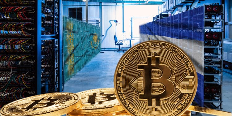 Mineros bitcoin con bandera de Kazajistan y El Salvador.