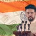 Bitcoin con bandera de India y Anurag Thakur