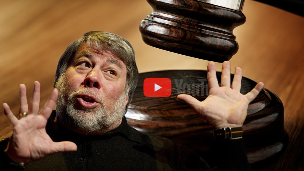 Wozniak, maso de juez y logo de Youtube.