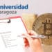 Bitcoin con formulario de encuenta y logo de Universidad Zaragoza.