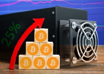 Minero de bitcoins y concepto de crecimiento.