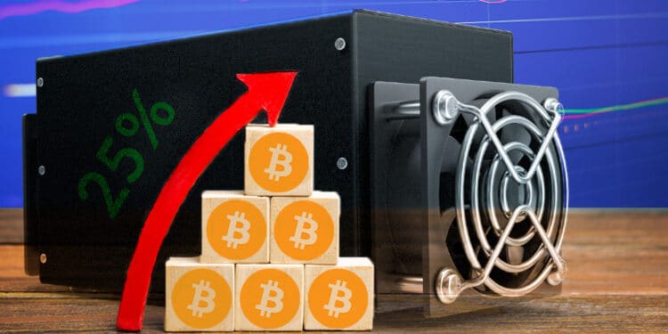 Minero de bitcoins y concepto de crecimiento.