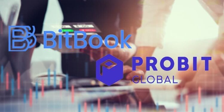 Logos de BitBook y Probit sobre fondo difuso