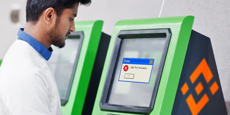 ATM de BInance con pantalla de Error.