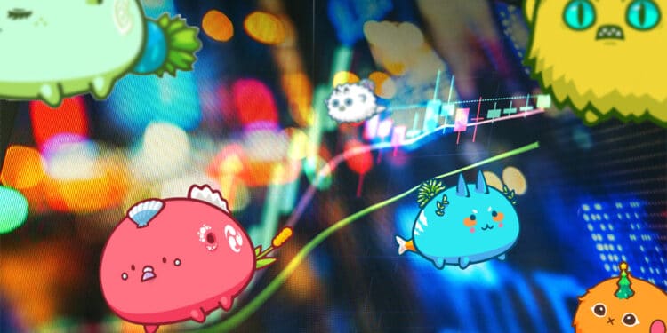 Axies flotando entre gráficos alcistas.