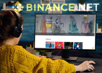 Binance pretende «liderar el metaverso» de los NFT con el lanzamiento de su marketplace de tokens coleccionables. Composición por CriptoNoticias. Binance / binance.com; DC_Studio / elements.envato.com.