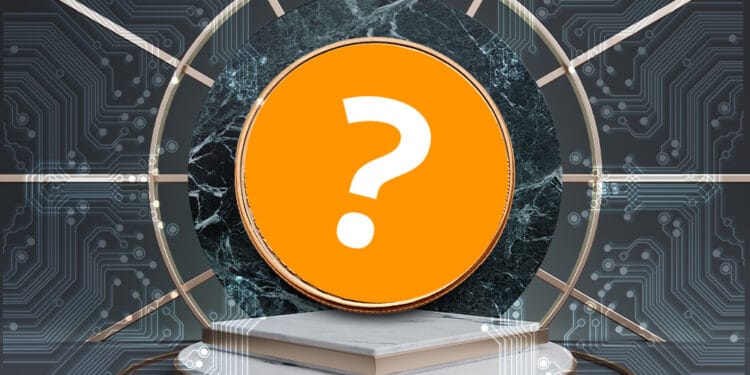 Criptomoneda con signo de interrogación en podio.
