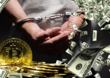Persona esposada con btc y dólares en el ambiente.