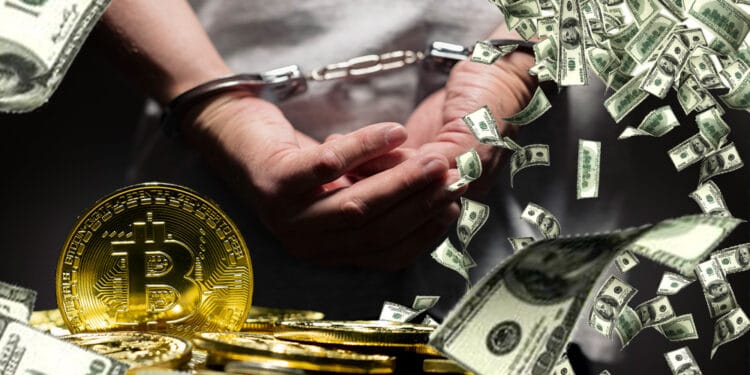 Persona esposada con btc y dólares en el ambiente.