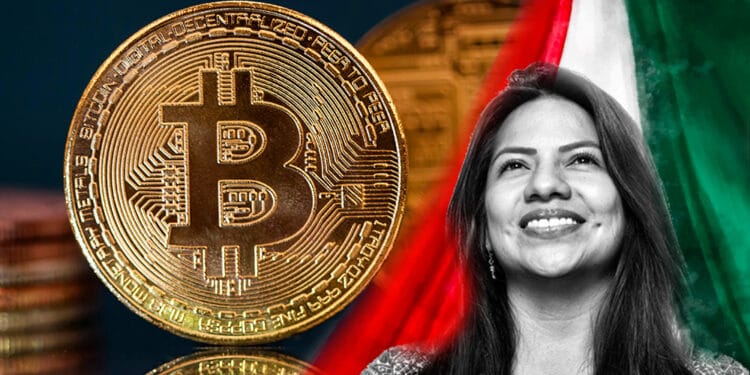Kempis con bandera de México y bitcoin.
