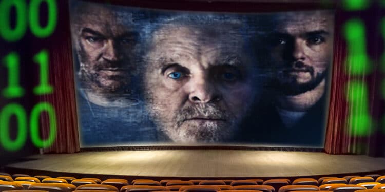 Sala de cine con póster de Zero Contact en pantalla.