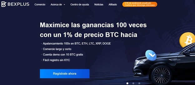 Pancarta promocional de apalancamiento del 100% de Bexplus