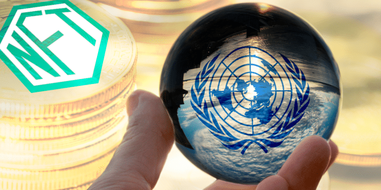 Aleph con logo de la ONU, BTC y NFT.
