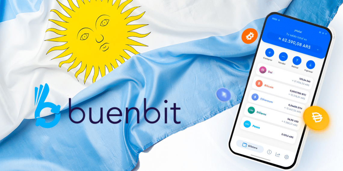 Buenbit permite adquirir bitcoin, ether y DAI con pesos argentinos y dólares estadounidenses. Composición por CriptoNoticias Fuentes:  FabrikaPhoto  /  elements.envato.com  ;  buenbit.com .