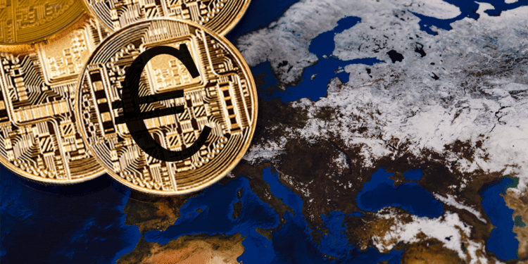 Mapa de Europa y Euro Digital.