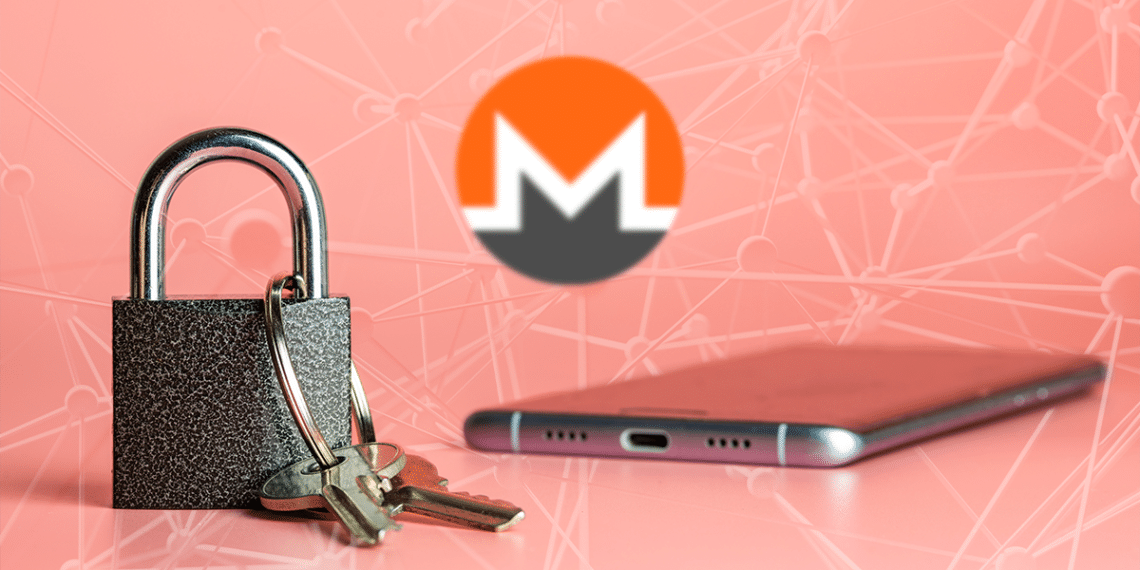 Teléfono candado y logo de Monero.