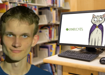 Vitalik Buterin y Stoner Cat en pantalla.