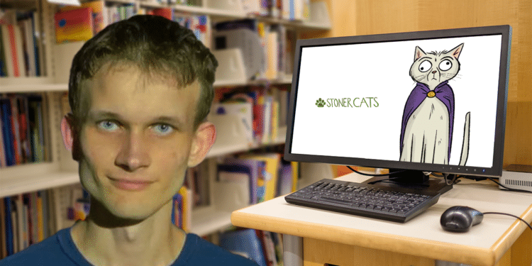 Vitalik Buterin y Stoner Cat en pantalla.