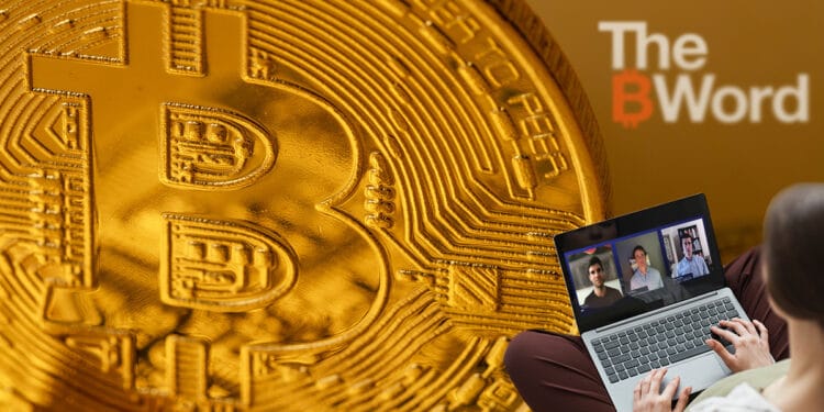 Bitcoin y usuario mirando la charla de The B Word.