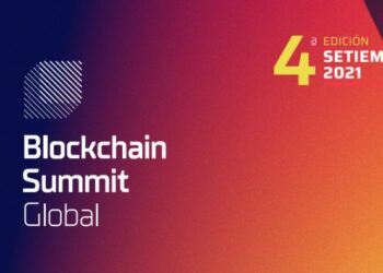 Pancarta promocional del evento Blockchain Summit LatAm