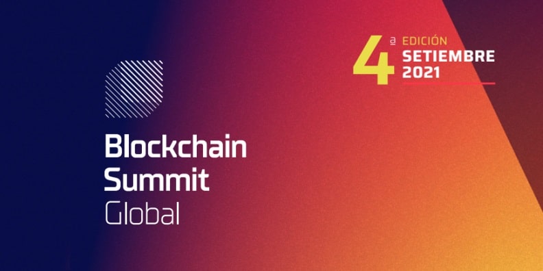 Pancarta promocional del evento Blockchain Summit LatAm