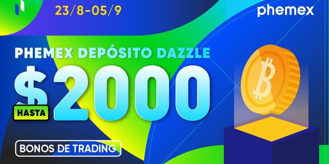 Pancarta promocional del evento Deposito Dazzel del exchange Phemex