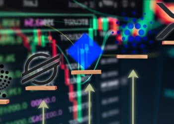 El mercado de criptomonedas se mantiene en constante crecimiento. Composición por CriptoNoticias. Gajus-Images / elements.envato.com; twinsterphoto / elements.envato.com; twinsterphoto / elements.envato.com; Cardano /  cardano.org; Waves / github.com; Ripple /  coinmarketcap.com; IOTA / coinmarketcap.com