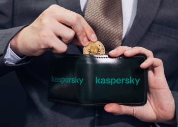 Billetera BTC con logo de Kapersky.