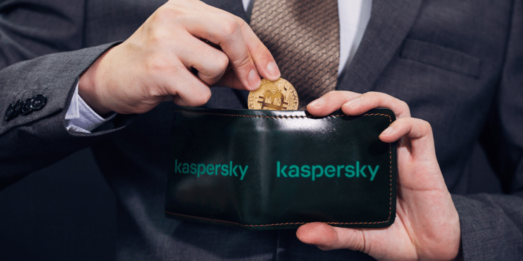 Billetera BTC con logo de Kapersky.