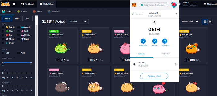 dashboard de Axie Infinity - todo lo que nbecesitas para empezar a jugar Axie Infinity